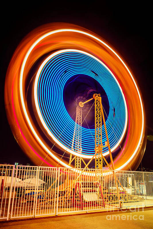 America Poster featuring the photograph Balboa Fun Zone Ferris Wheel at Night Picture by Paul Velgos