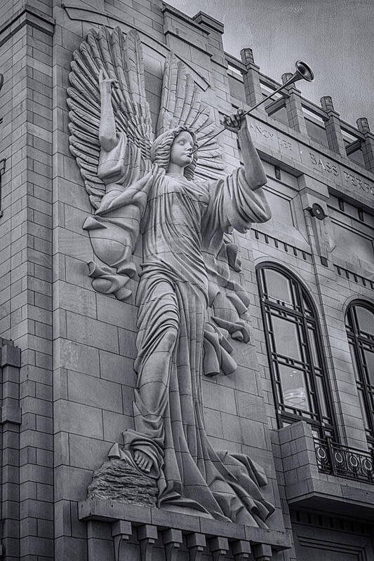 Joan Carroll Poster featuring the photograph Bass Hall Angel BW by Joan Carroll