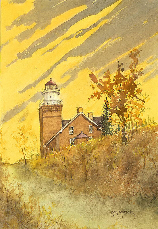 Big Bay Poster featuring the painting Big Bay Lighthouse by Ken Marsden