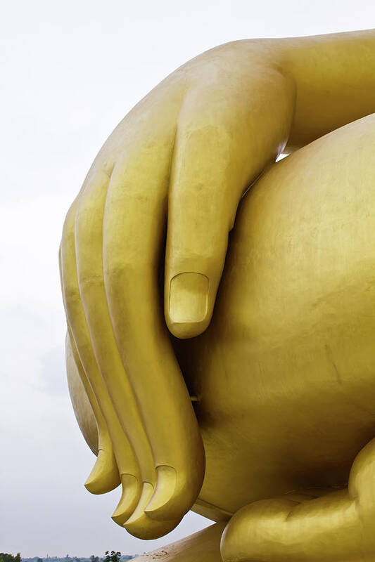 Thailand Poster featuring the sculpture Big hand buddha image by Tosporn Preede