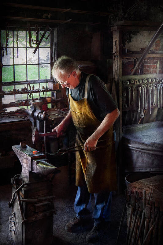 Blacksmith Poster featuring the photograph Blacksmith - Starting with a bang by Mike Savad
