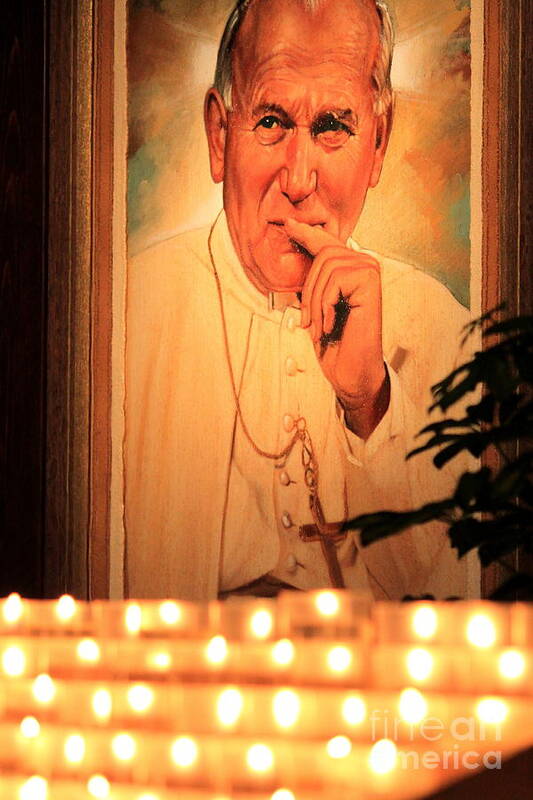 Candles Poster featuring the photograph Saint John Paul II by Theresa Ramos-DuVon