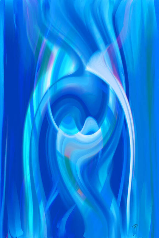 Abstract Poster featuring the digital art Blue Dream Three by Ann Powell