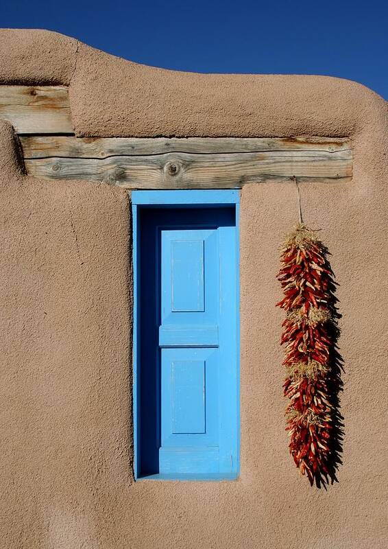 Taos Poster featuring the photograph Blue Window of Taos by Hermes Fine Art