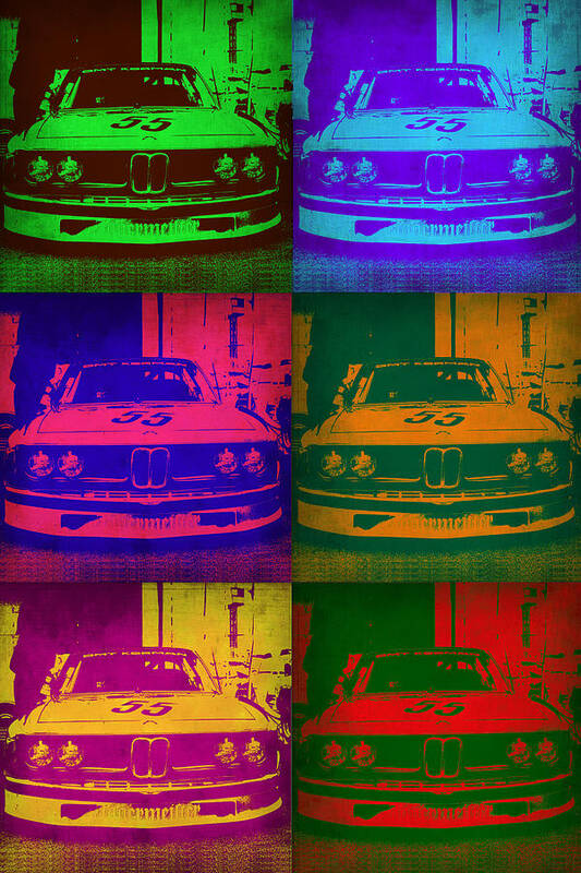 Bmw Poster featuring the painting BMW 2002 Front Pop Art 1 by Naxart Studio