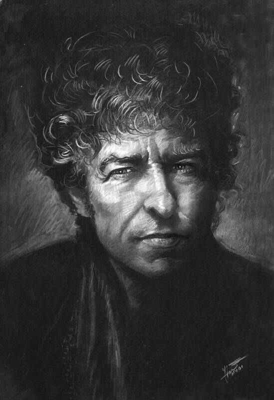 American Singer Poster featuring the drawing Bob Dylan by Viola El