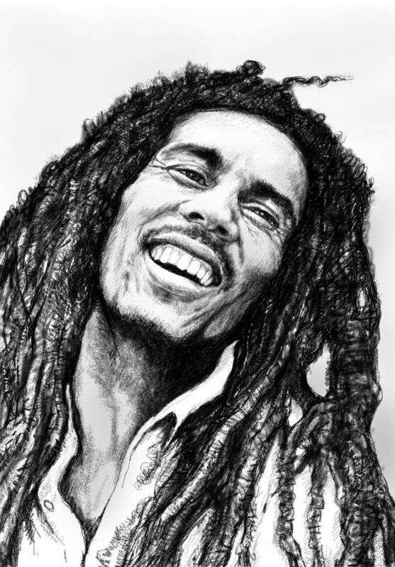 Bob Marley Art Drawing Sketch Portrait Poster featuring the painting Bob Marley art drawing sketch portrait by Kim Wang