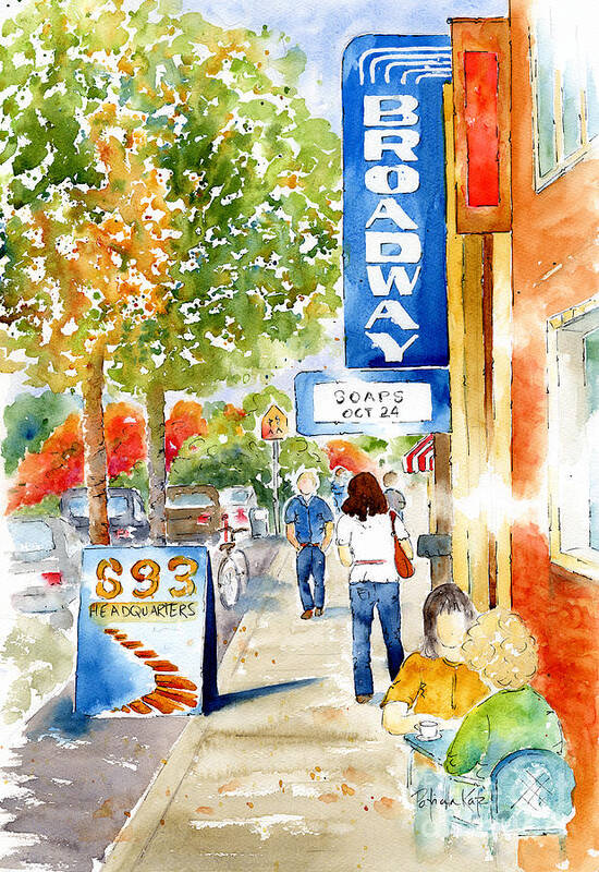 Impressionism Poster featuring the painting Broadway Theatre - Saskatoon by Pat Katz