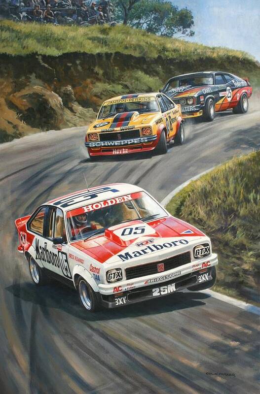 Peter Brock Poster featuring the painting 'Brock's Bathurst 1979' by Colin Parker