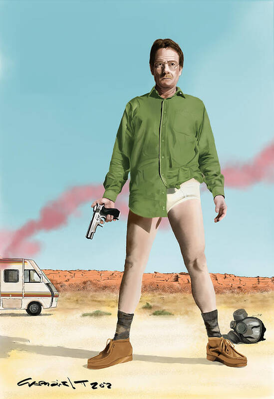 Bryan Cranston Poster featuring the digital art Bryan Cranston as Walter White @ TV serie Breaking Bad by Gabriel T Toro