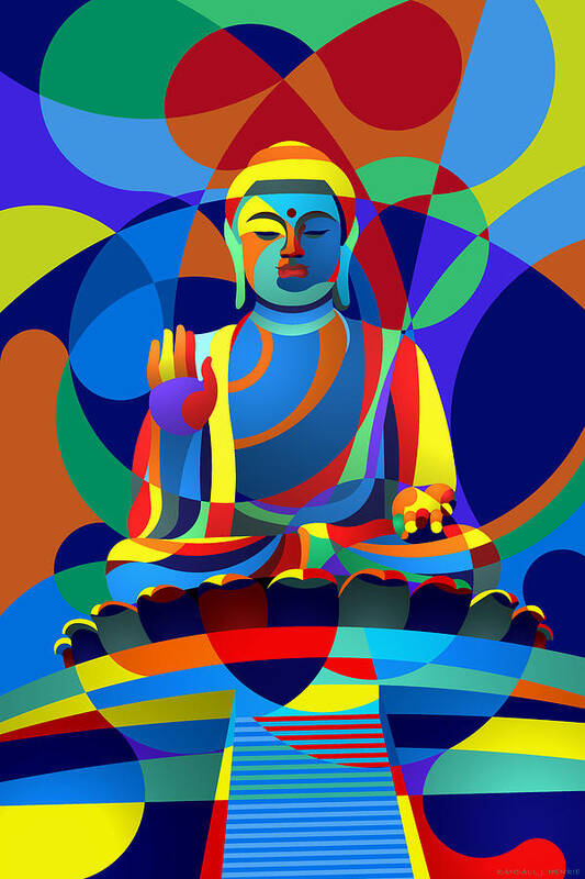 Classic Sculpture Poster featuring the digital art Buddha by Randall J Henrie