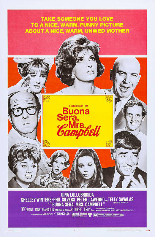 1960s Movies Poster featuring the photograph Buona Sera, Mrs. Campbell, Us Poster by Everett