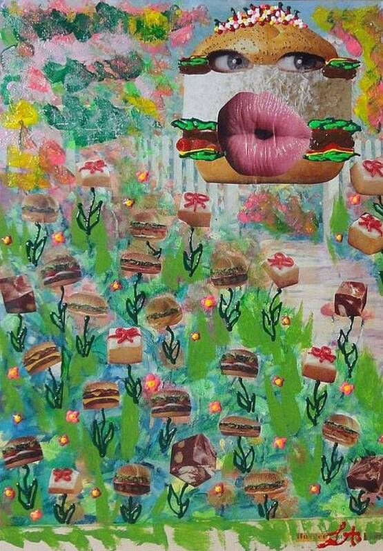 Animal Poster featuring the painting Cake Burger by Lisa Piper