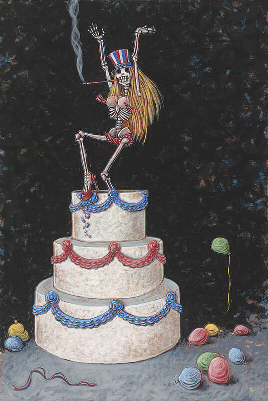 Skeleton Poster featuring the painting Cake by Holly Wood