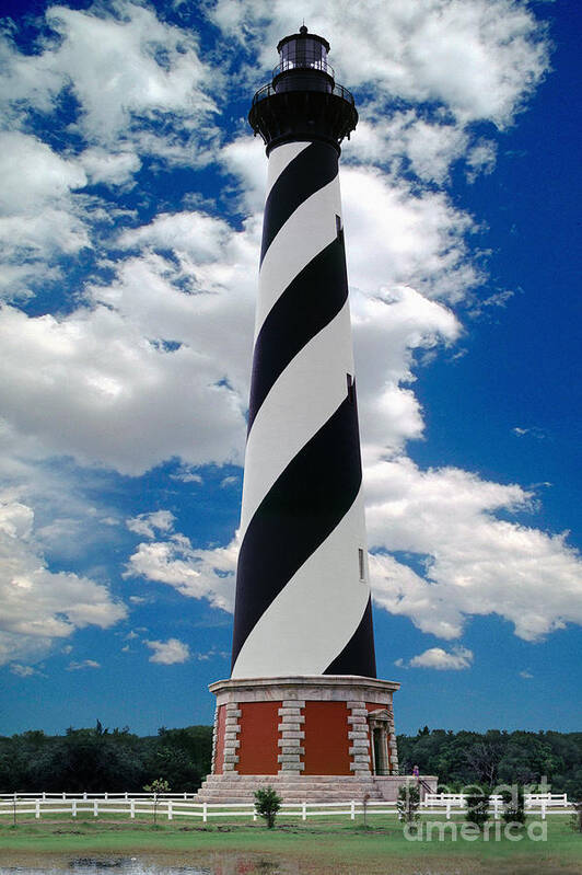 Cape Hatteras Light Station Poster featuring the pyrography Cape Hatteras Light Station by Wernher Krutein