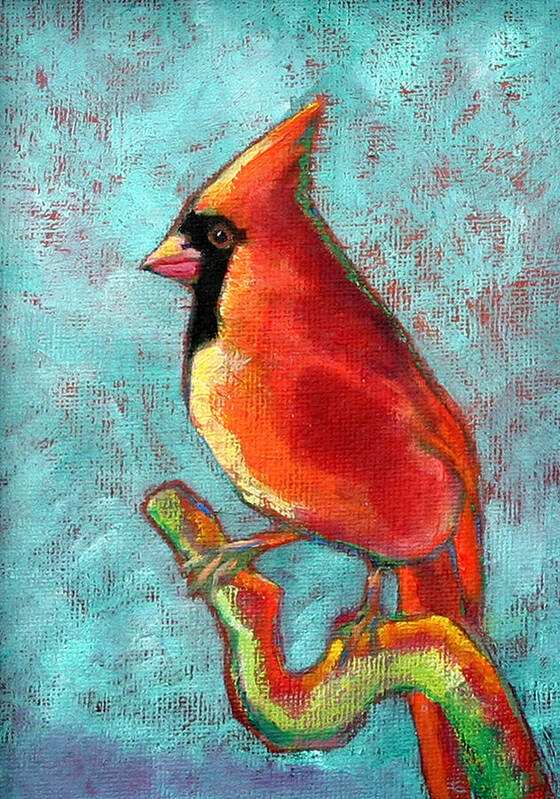 Cardinal Poster featuring the painting Cardinal on Blue by Carol Jo Smidt