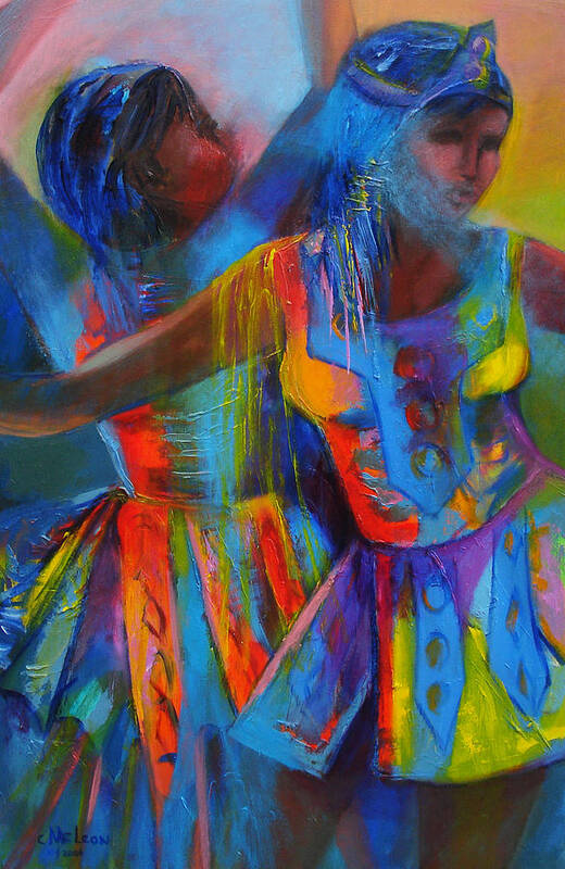 Abstract Poster featuring the painting Carnival Masqueraders by Cynthia McLean