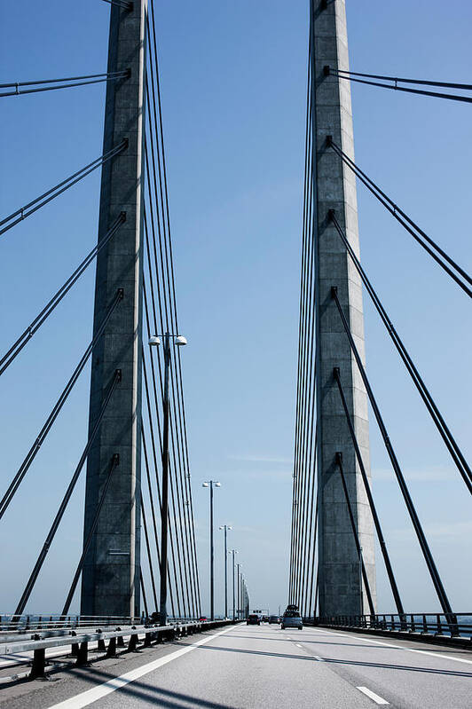 Viewpoint Poster featuring the photograph Cars On Bridge At Sunny Day by Johner Images