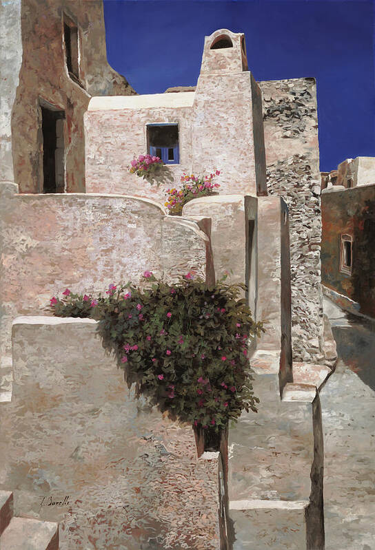 Landscape Poster featuring the painting case a Santorini by Guido Borelli