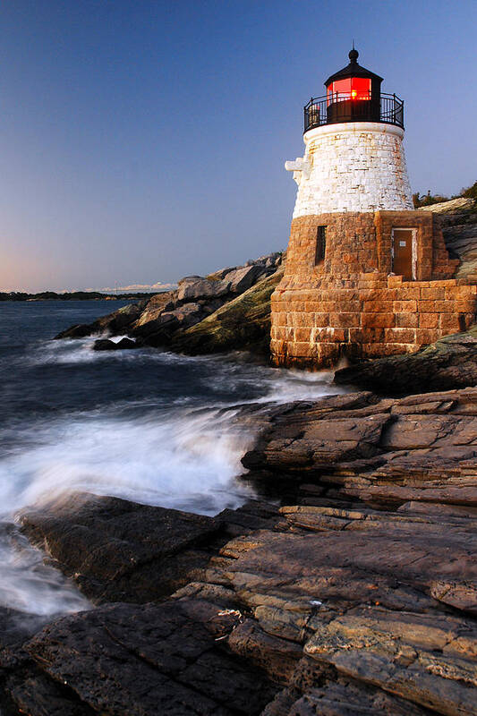 Castle Poster featuring the photograph Castle Hill Lighthouse Dusk by James Kirkikis