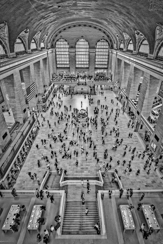 Grand Central Terminal Poster featuring the photograph Cat Walk At Grand Central Terminal BW by Susan Candelario