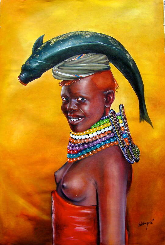 African Paintings Poster featuring the painting Catch of the Day by Chagwi