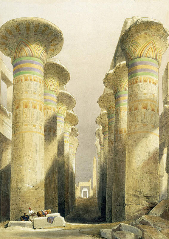 Ruins Poster featuring the painting Central Avenue of the Great Hall of Columns by David Roberts