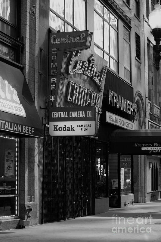Chicago Poster featuring the photograph Central Camera Chicago - Black and White by Frank J Casella