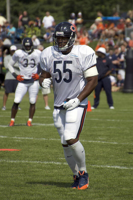 Chicago Bears Poster featuring the photograph Chicago Bears LB Lance Briggs Training Camp 2014 01 by Thomas Woolworth
