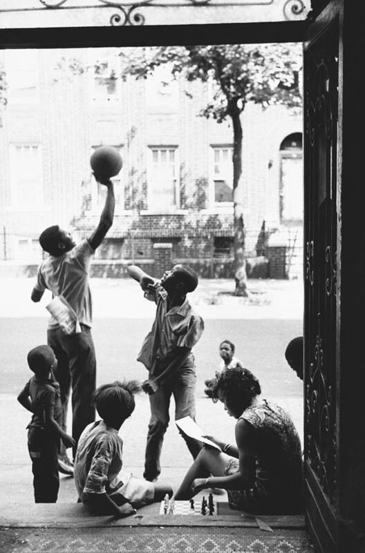 History Poster featuring the photograph Children Playing In Brooklyn, Nyc, 1972 by Katrina Thomas