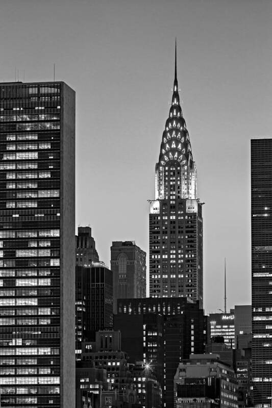 42nd Street Poster featuring the photograph Chrysler Building New York City BW by Susan Candelario