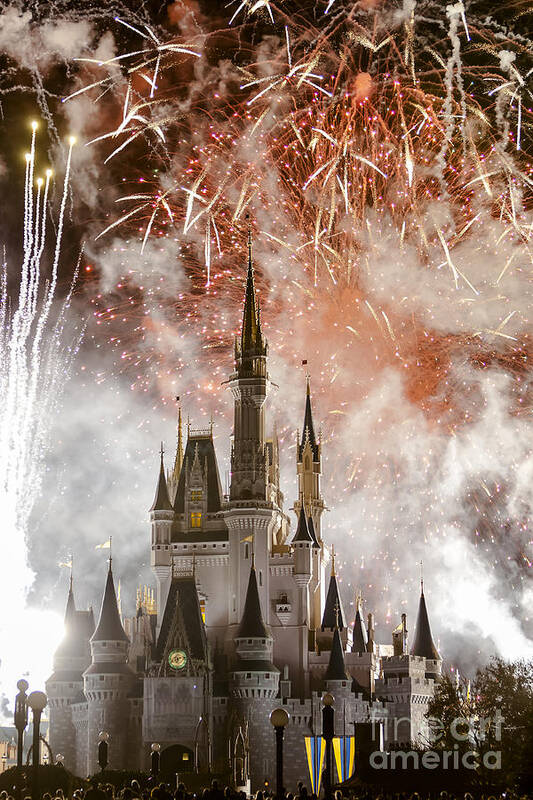 Disney Poster featuring the photograph Magic Kingdom Castle firework finale by Andy Myatt