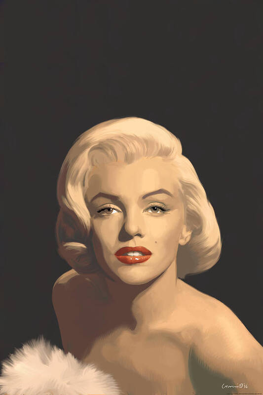 Marilyn Poster featuring the painting Classic Beauty In Graphic Gray by Chris Consani