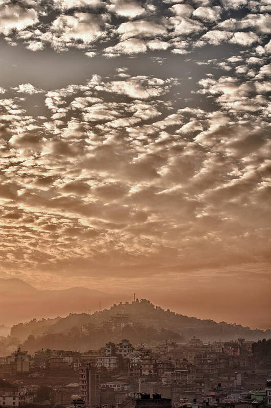 Kathmandu Poster featuring the photograph Cloud over Kathmandu by U Schade