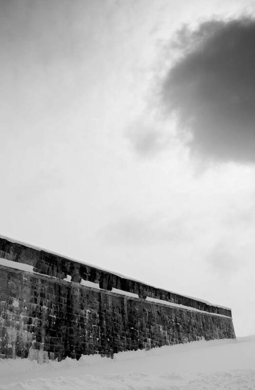 Black And White Poster featuring the photograph Cloud over Quebec City fortifications by Arkady Kunysz