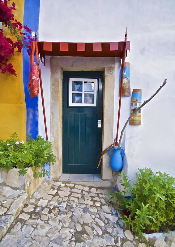 Obidos Poster featuring the photograph Colorful Door of Obidos by David Letts