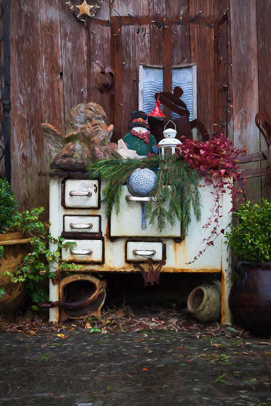 Garden Poster featuring the photograph Courtyard Decor by Shirley Radabaugh