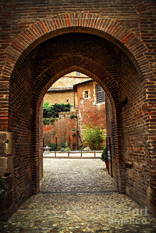 Albi Poster featuring the photograph Courtyard of Cathedral of Ste-Cecile in Albi France by Elena Elisseeva