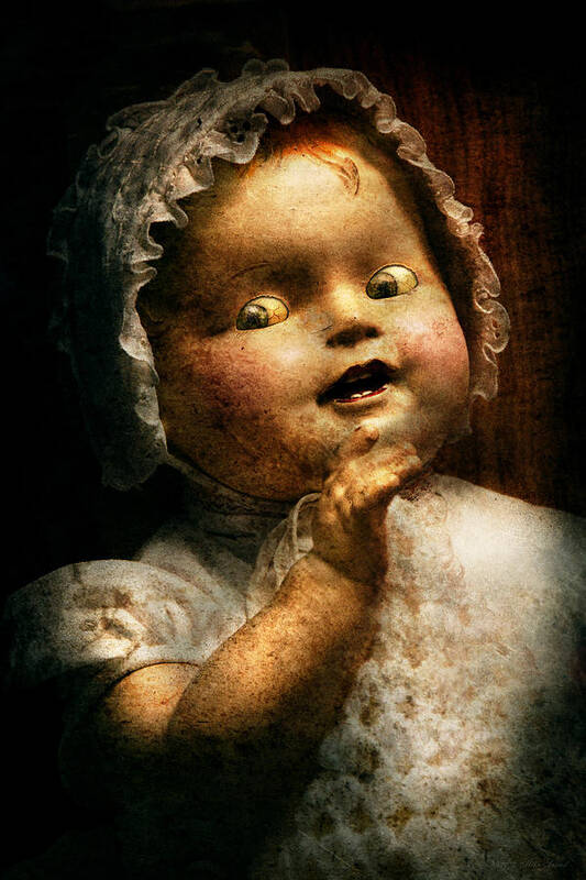 Haunted Doll Poster featuring the photograph Creepy - Doll - Come play with me by Mike Savad