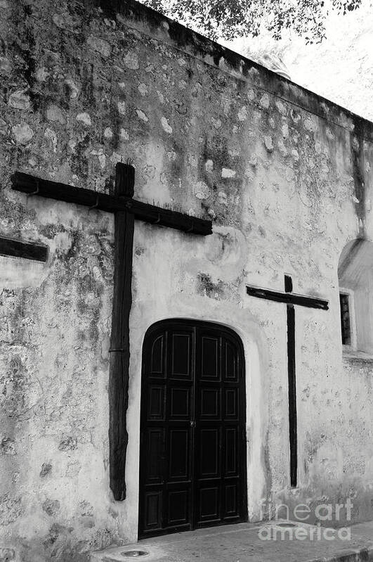 Mexico Poster featuring the photograph CRUCIFIX WALL Merida Mexico by John Mitchell