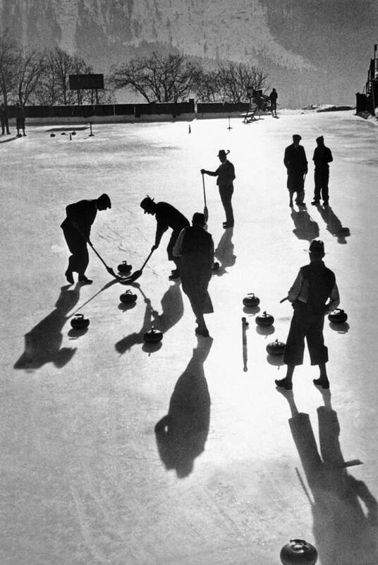 1936 Poster featuring the photograph Curling at St. Moritz by Underwood Archives