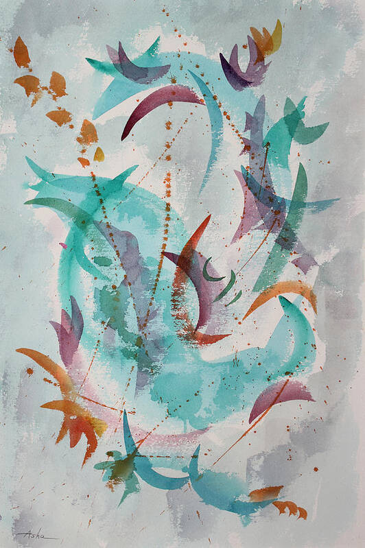 Abstract Painting Poster featuring the painting Dancing the New Year in by Asha Carolyn Young