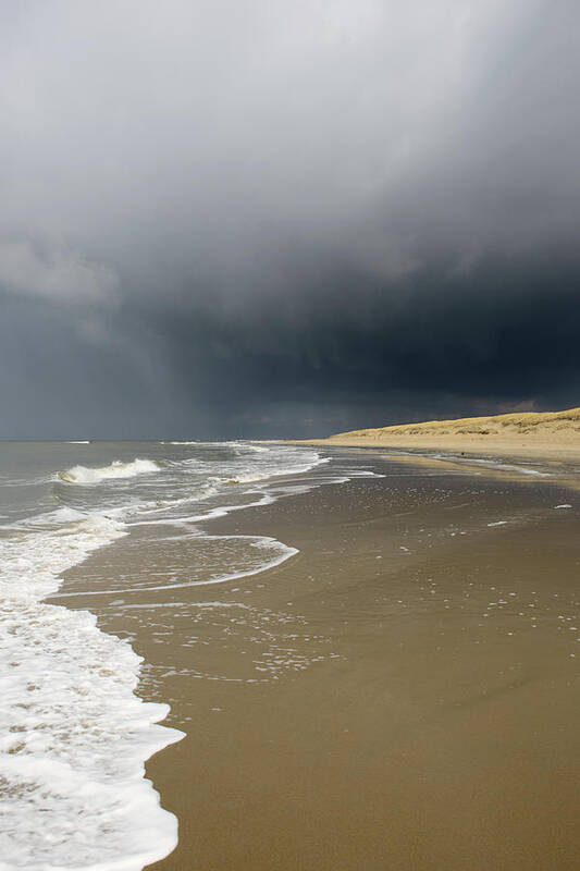 North Holland Poster featuring the photograph Dark Sky At The Beach by Sjo