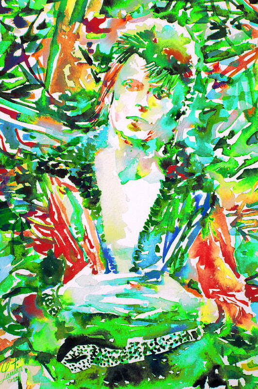 David Poster featuring the painting David Bowie Watercolor Portrait.2 by Fabrizio Cassetta