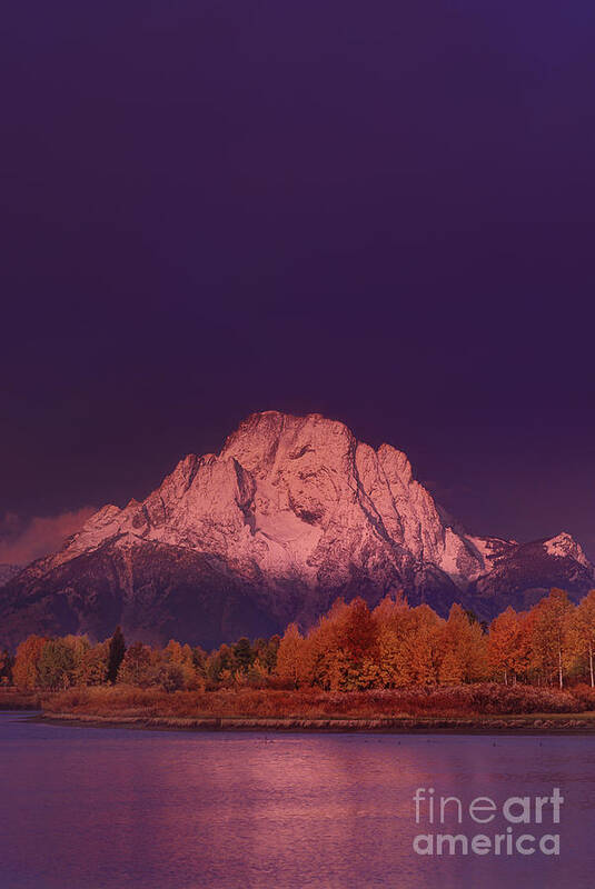 Dave Welling Poster featuring the photograph Dawn Light On Tetons Fall Grand Tetons National Parketons National Park by Dave Welling