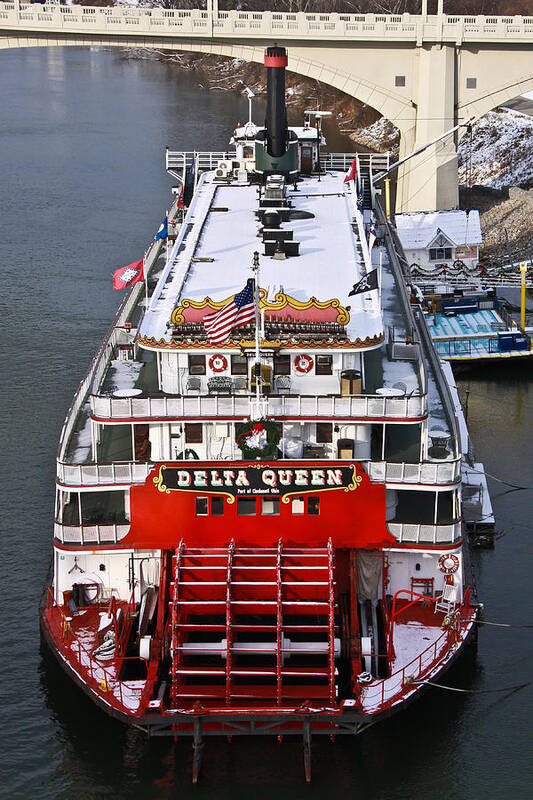 Delta Queen Poster featuring the photograph Delta Queen in Christmas Snow by Tom and Pat Cory