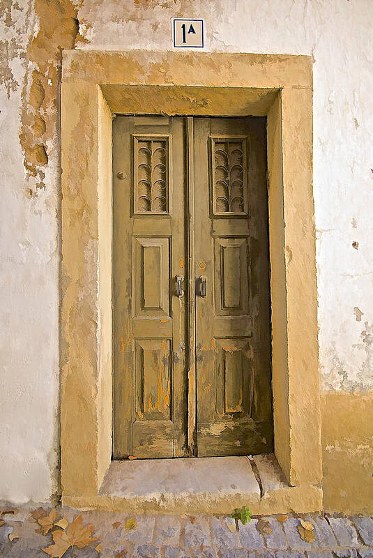 Canvas Poster featuring the photograph Dilapidated Green Door of Portugal by David Letts