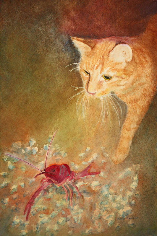 Cat Poster featuring the painting Do You See What Else He Could Be Eating? by Margo Schwirian
