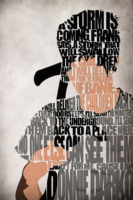 Donnie Darko Poster featuring the digital art Donnie Darko Minimalist Typography Artwork by Inspirowl Design