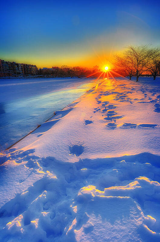 Back Bay Poster featuring the photograph Down the barrel of a winter sun by Sylvia J Zarco